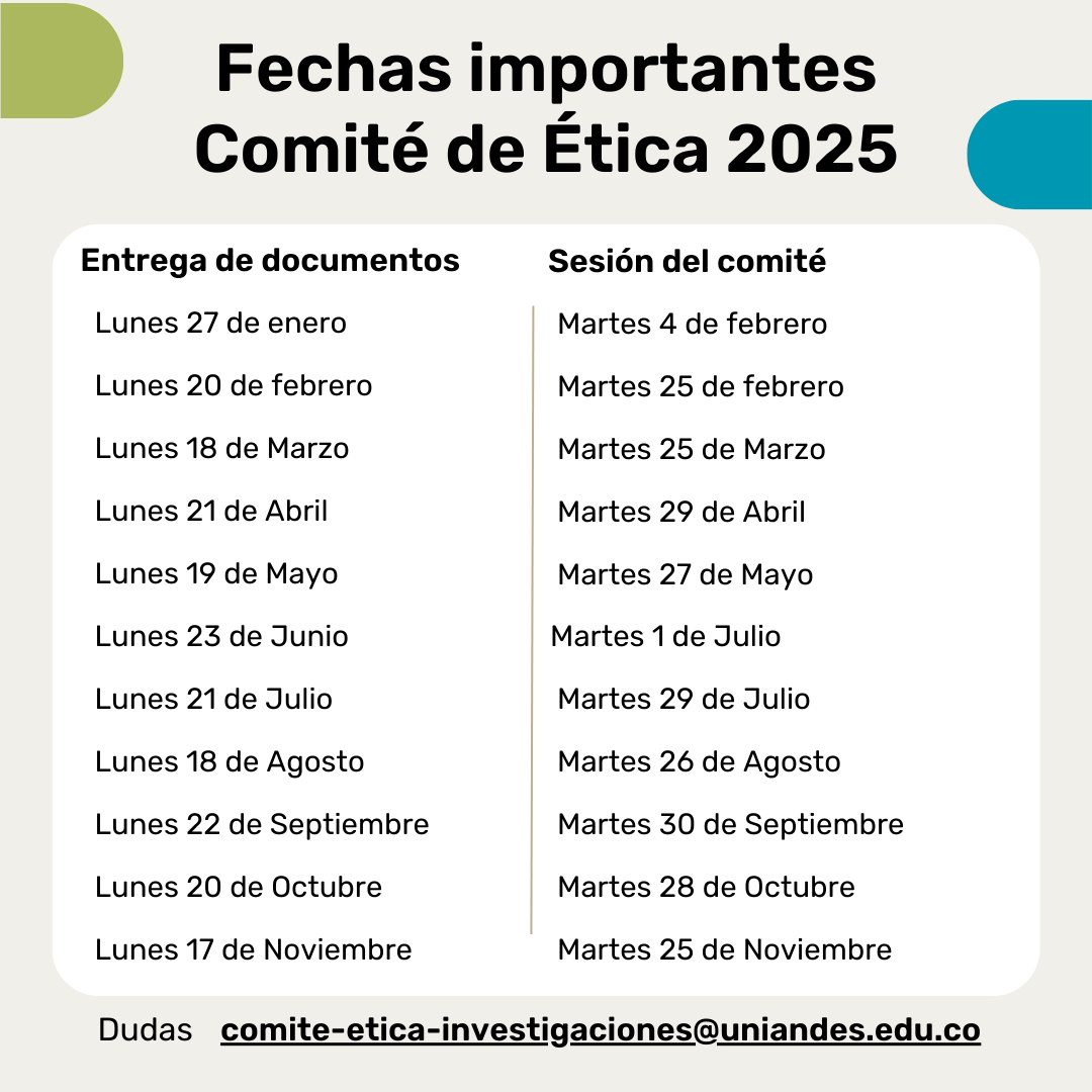 Fechas Comité de Ética 2025